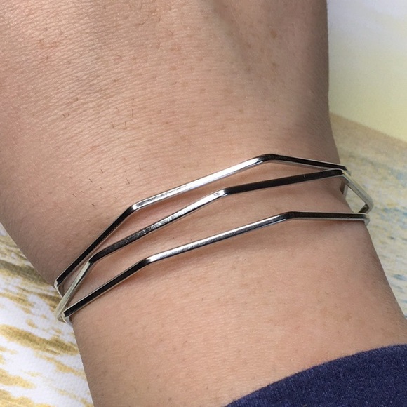 Silver Toned Geometric Bracelet - Picture 2 of 6